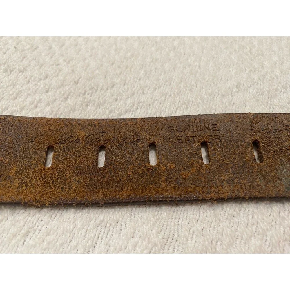 Eddie Bauer Vintage Leather Brown Belt Brass buckle Made In USA Large